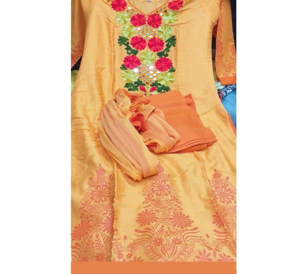 stiched Linen Salwar Kmeez-3pcs 