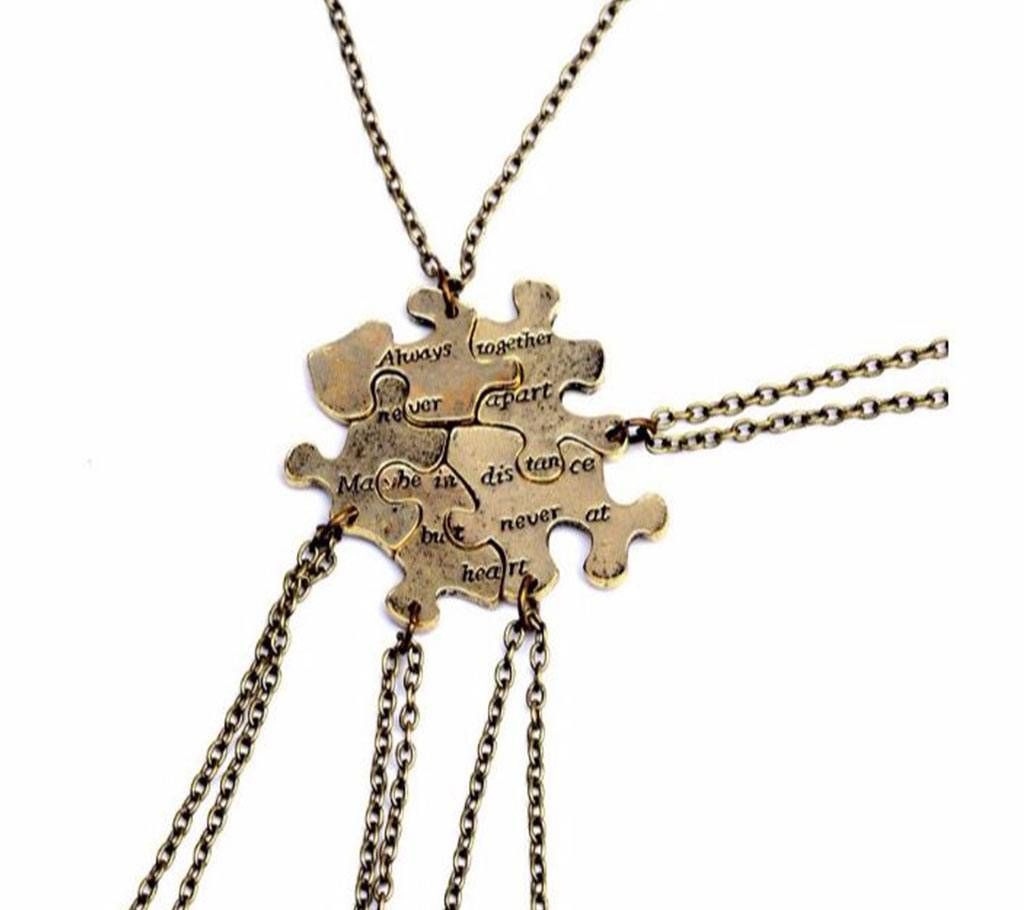 5Pcs Set Unisex Vintage Charm Punk Best Friends Forever Letter Bronze Necklaces