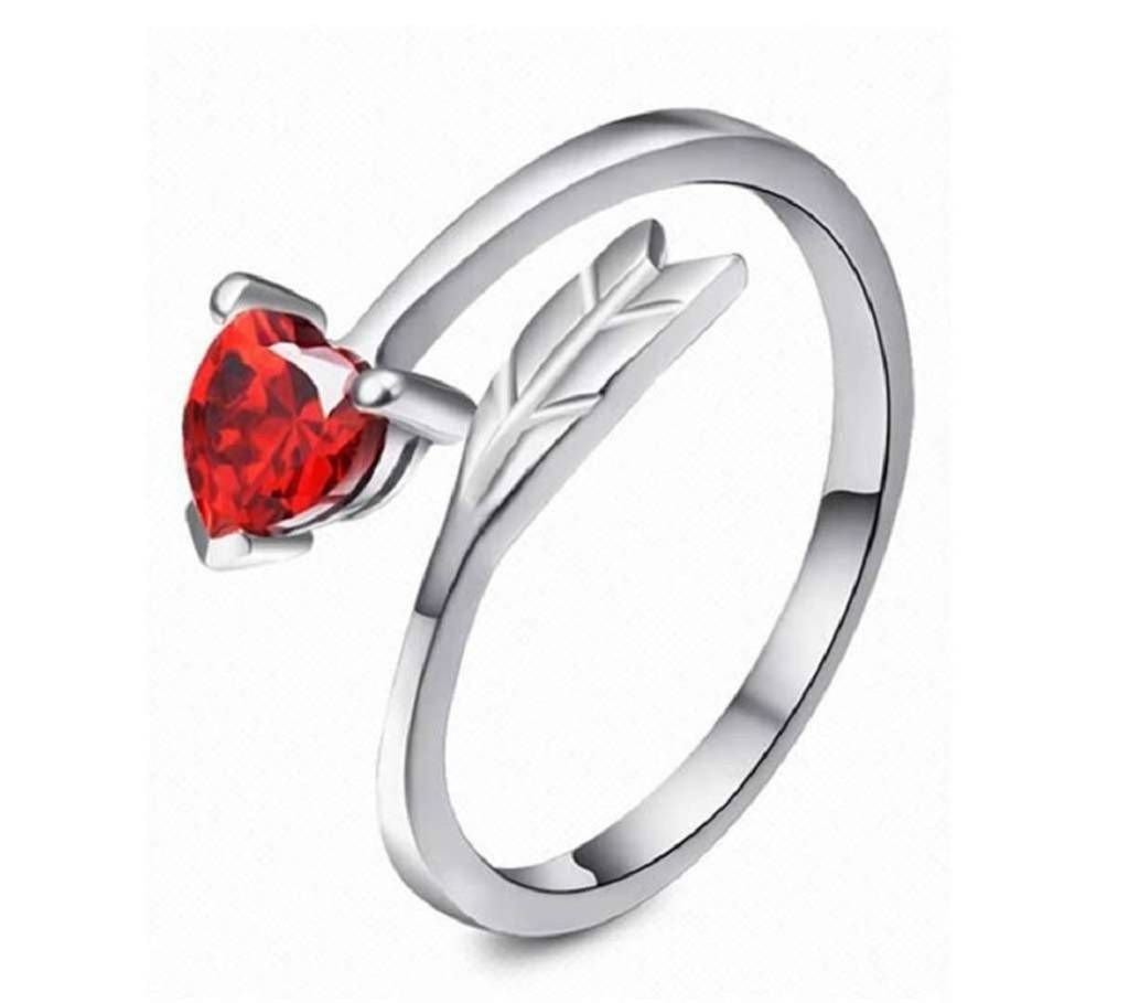 Heart shaped red stone finger ring