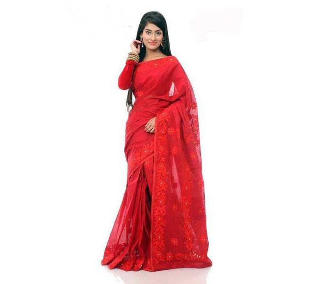 Valentine Pure Muslin Silk Embroidery Sharee