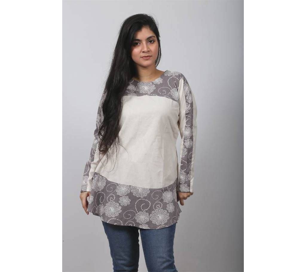 Off White Georgette Tops for Women
