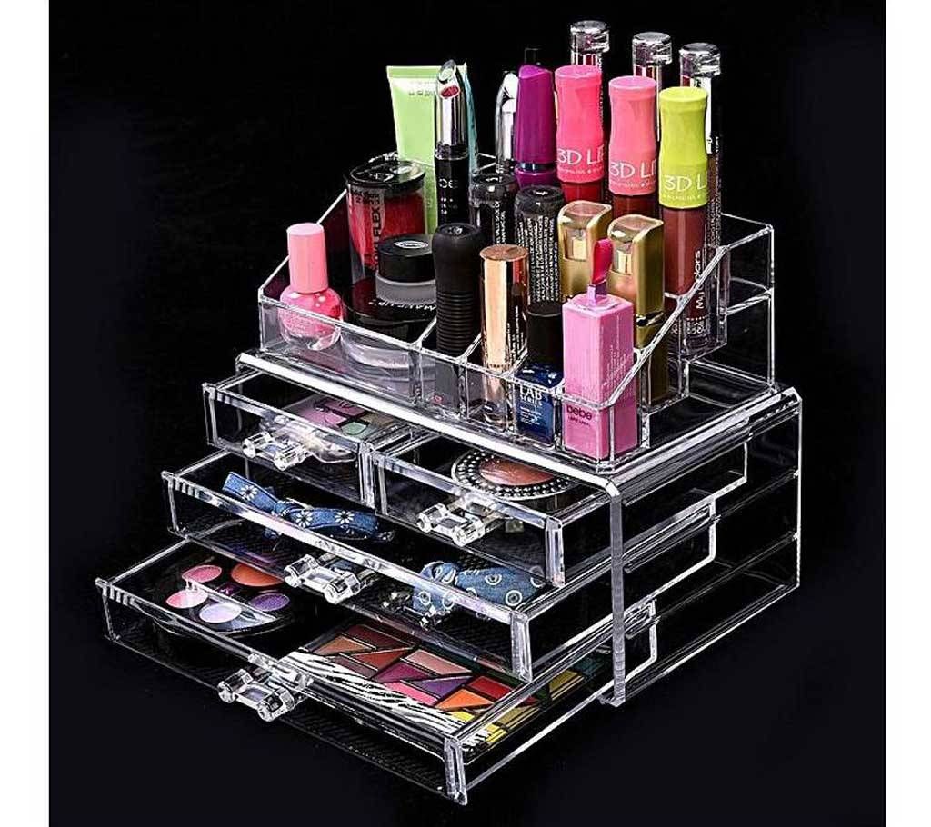 4 Drawer Cosmetic Storage Box - Transparent White