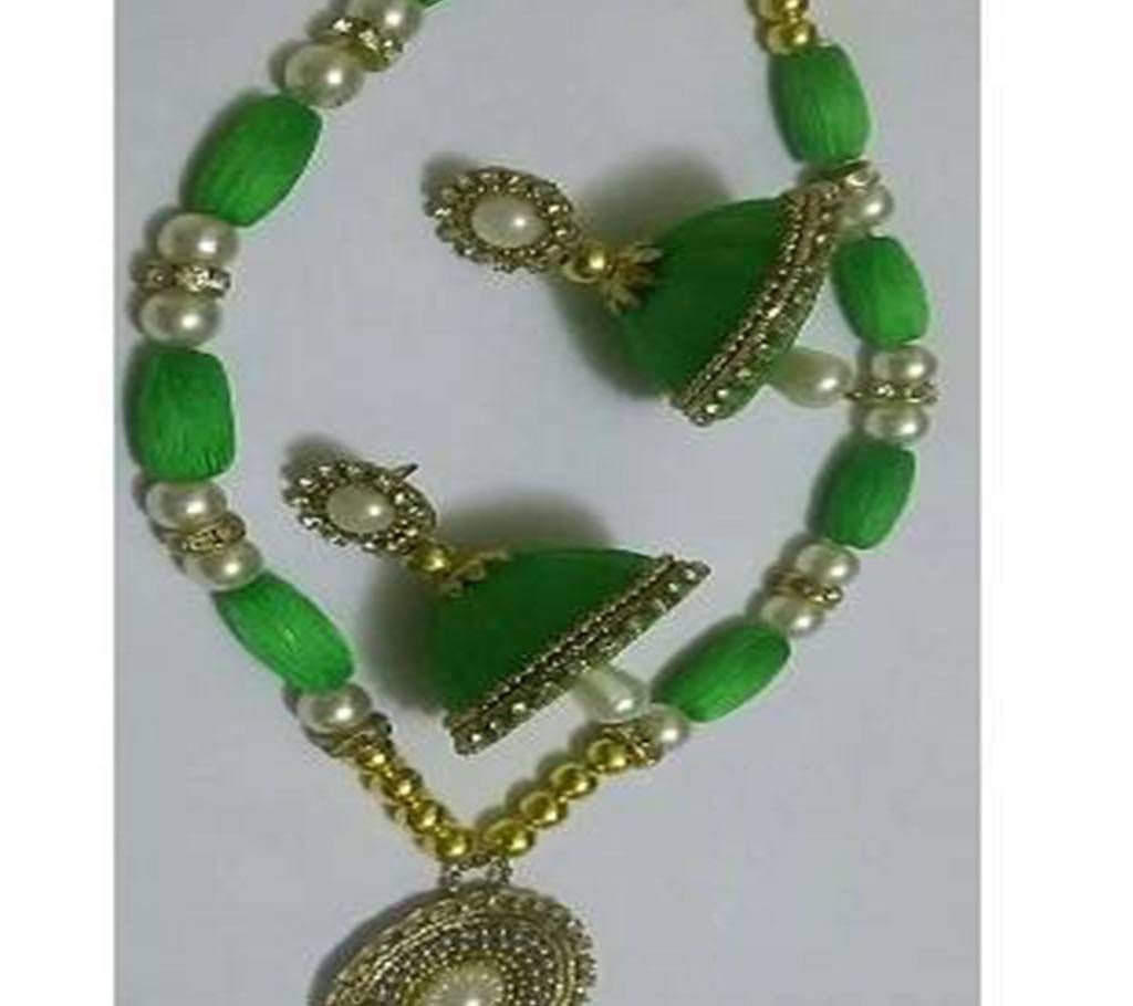 Threaded Beads Necklace & Earrings Set