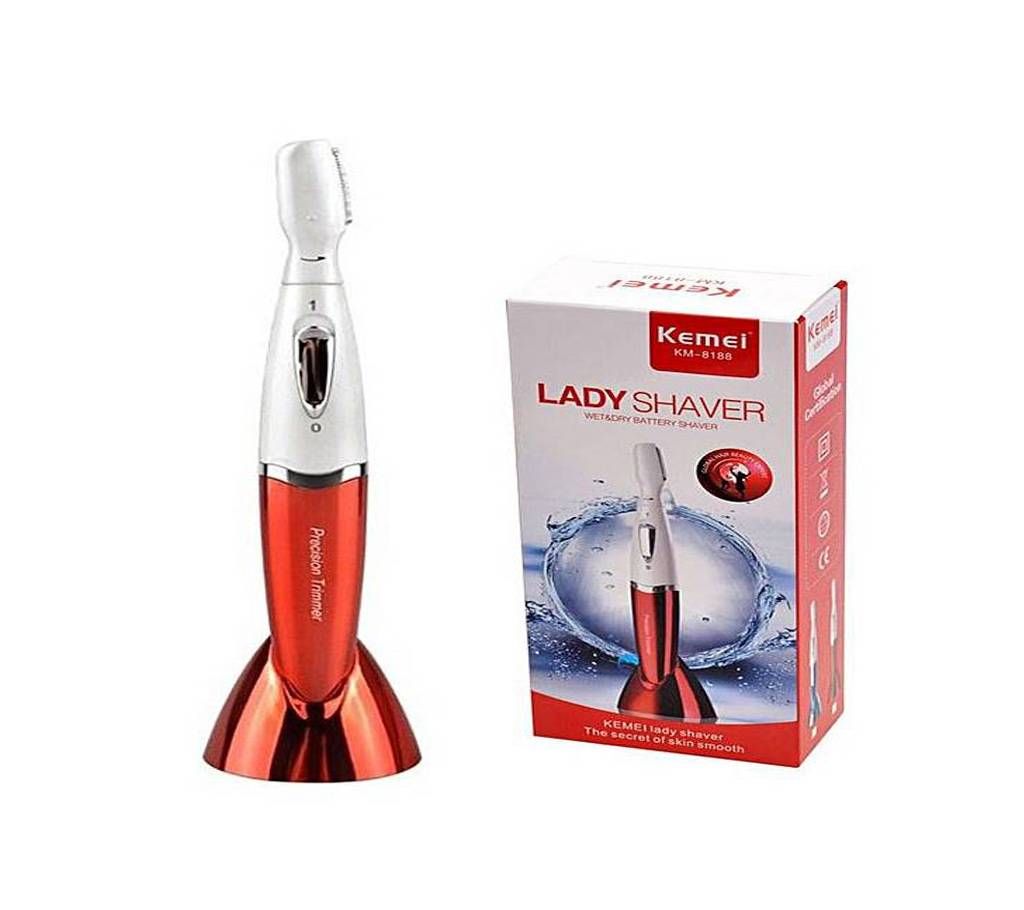 Kemei KM-8188 Eyebrow Trimmer - White and Red