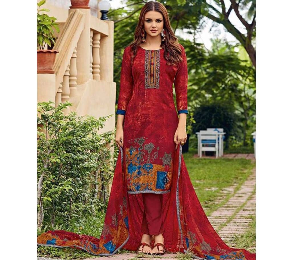Unstitched Indian Crepe Silk Designer Salwar Kameez
