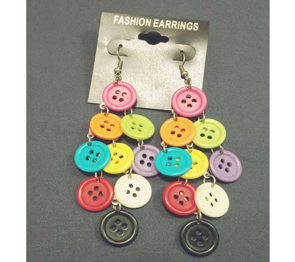 Button Silver Base Earring