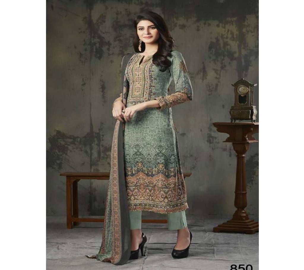 Sudriti Ganika Unstitched Printed Cotton Three Piece