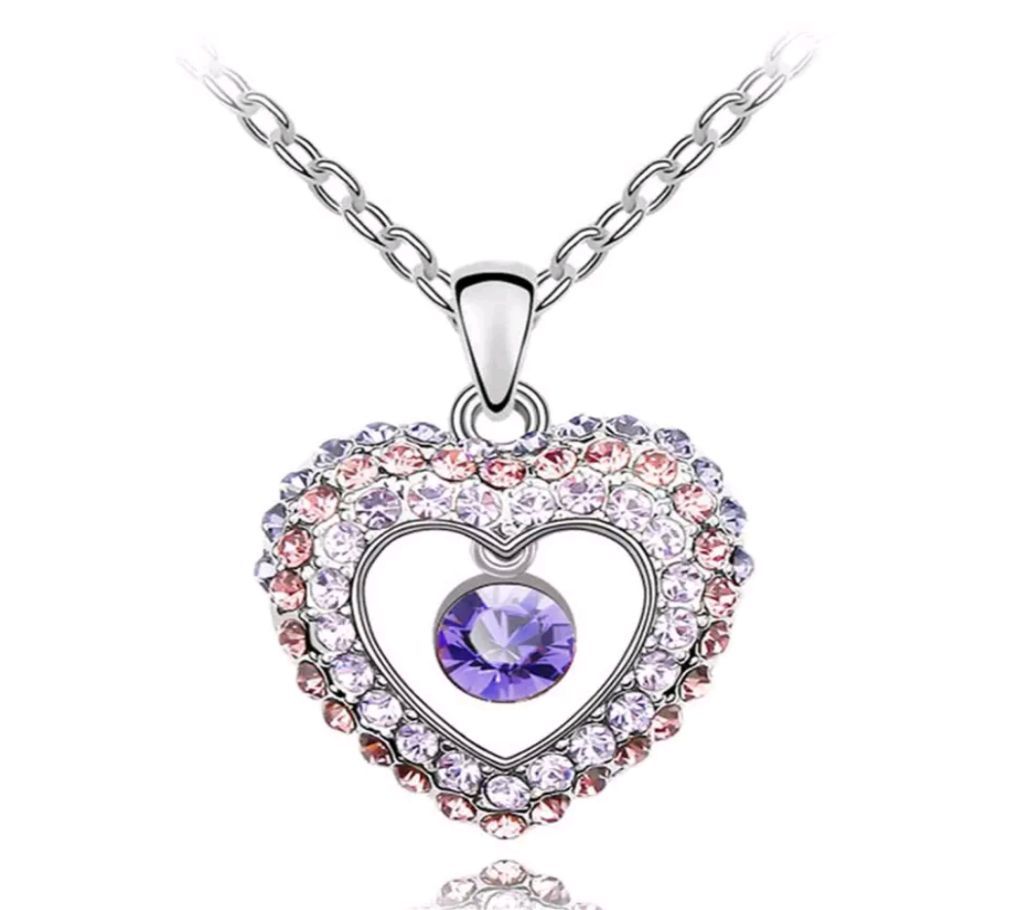 Crystal Tearl Drop Heart Pendant