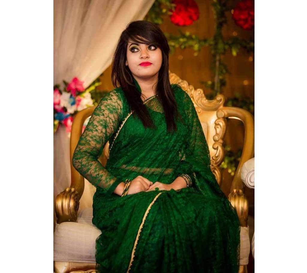 indian Soft Net Saree + Blouse piece