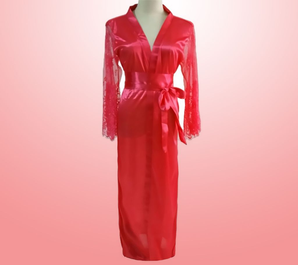 Silk Lace Lingerie Belt Bath Robe Nightgown