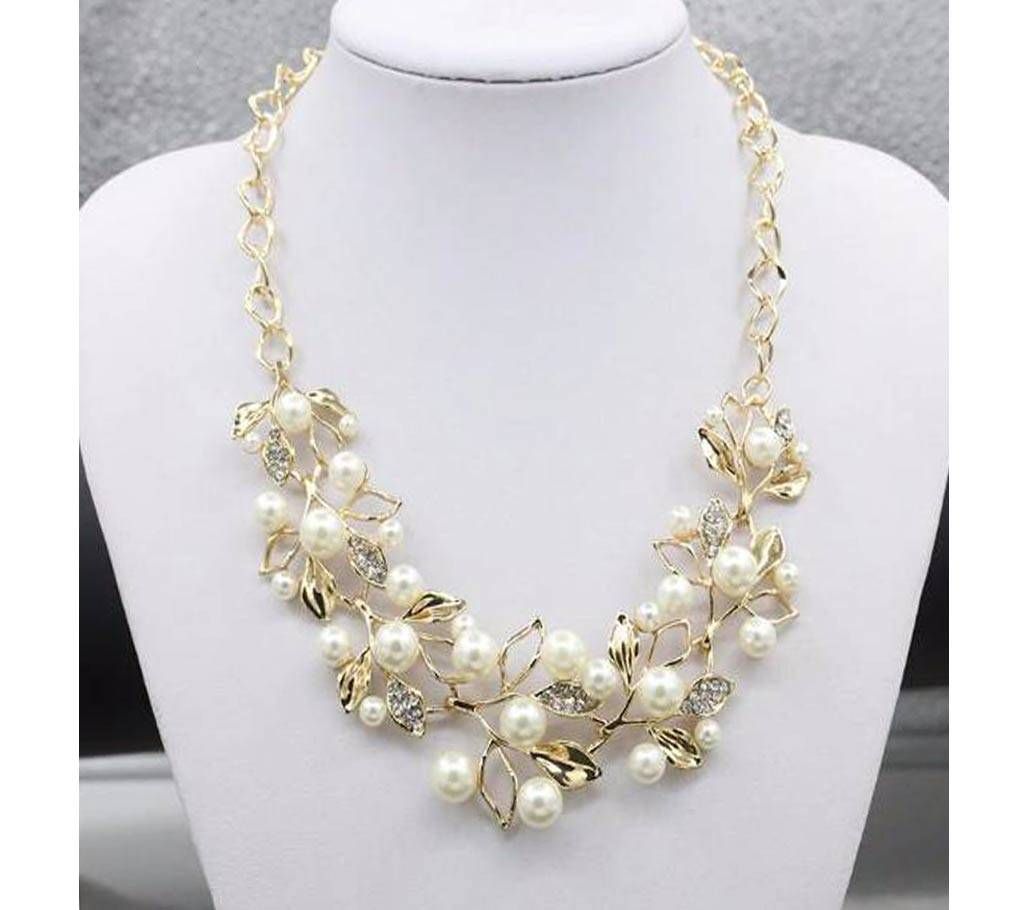 Pearl Leaf Necklace Earring Set