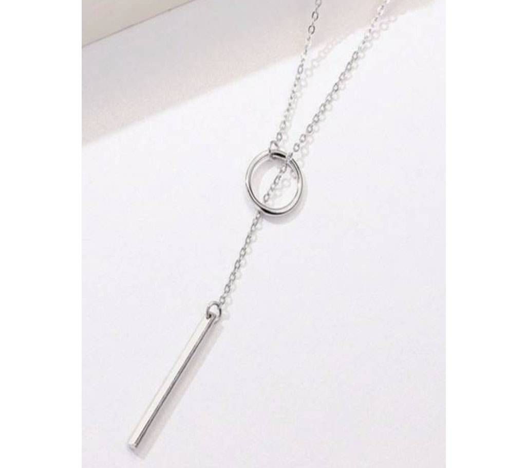 Sterling Round Circle Line Geometric Pendant Necklaces for Women