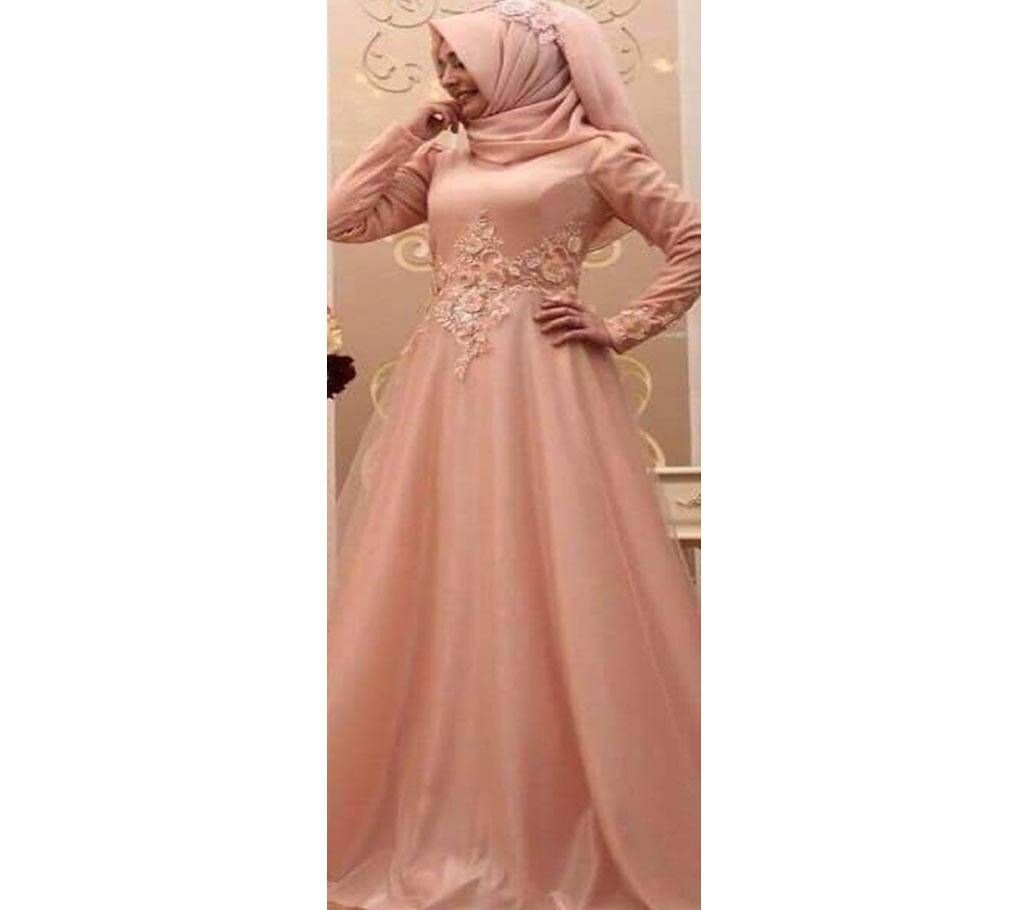 Light Salmon Georgette Borka For Women