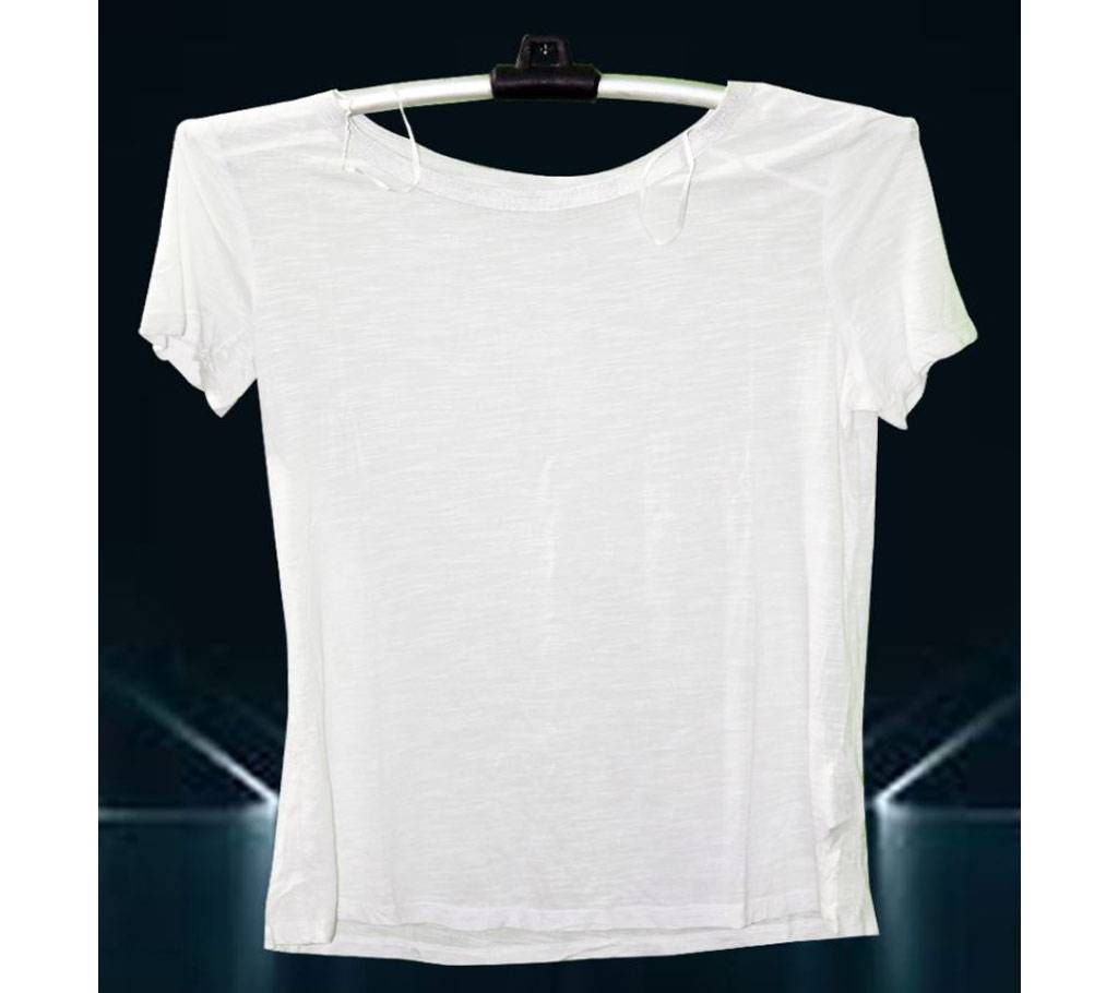 White Ladi Half Sleeve Cotton T Shirt 
