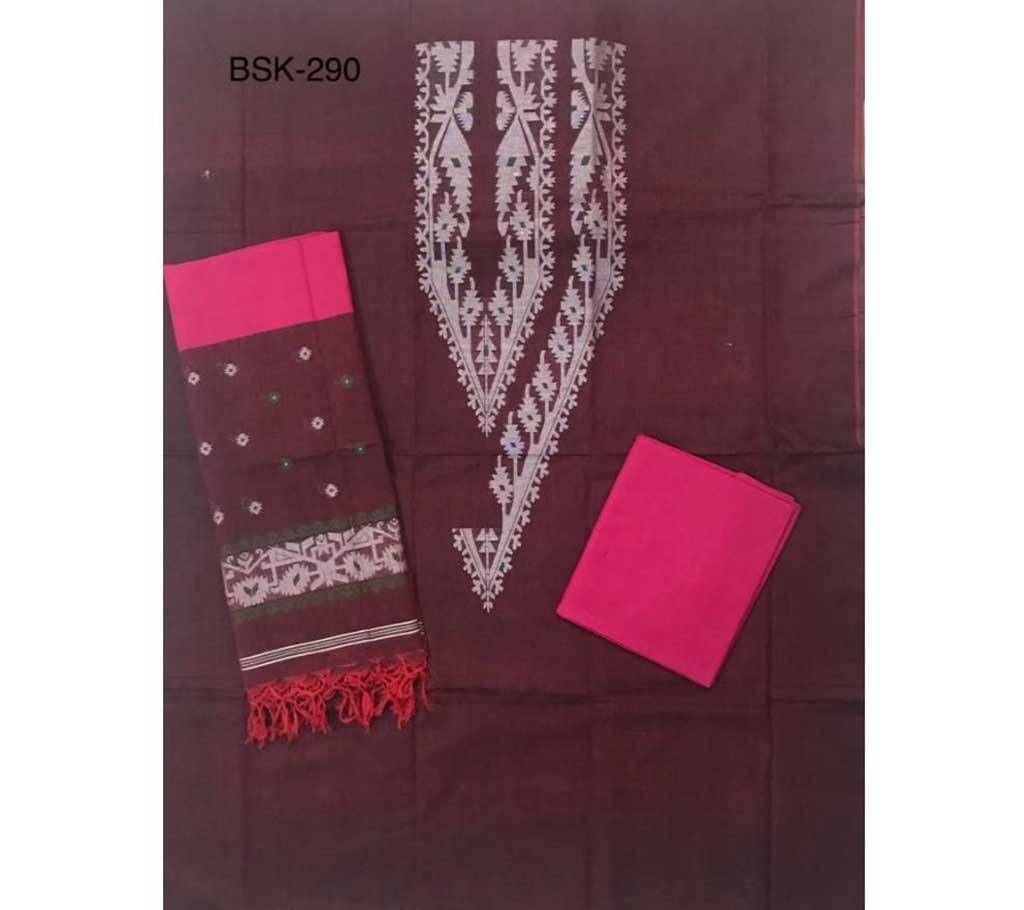 Unstitched Cotton Jamdani Three Pics