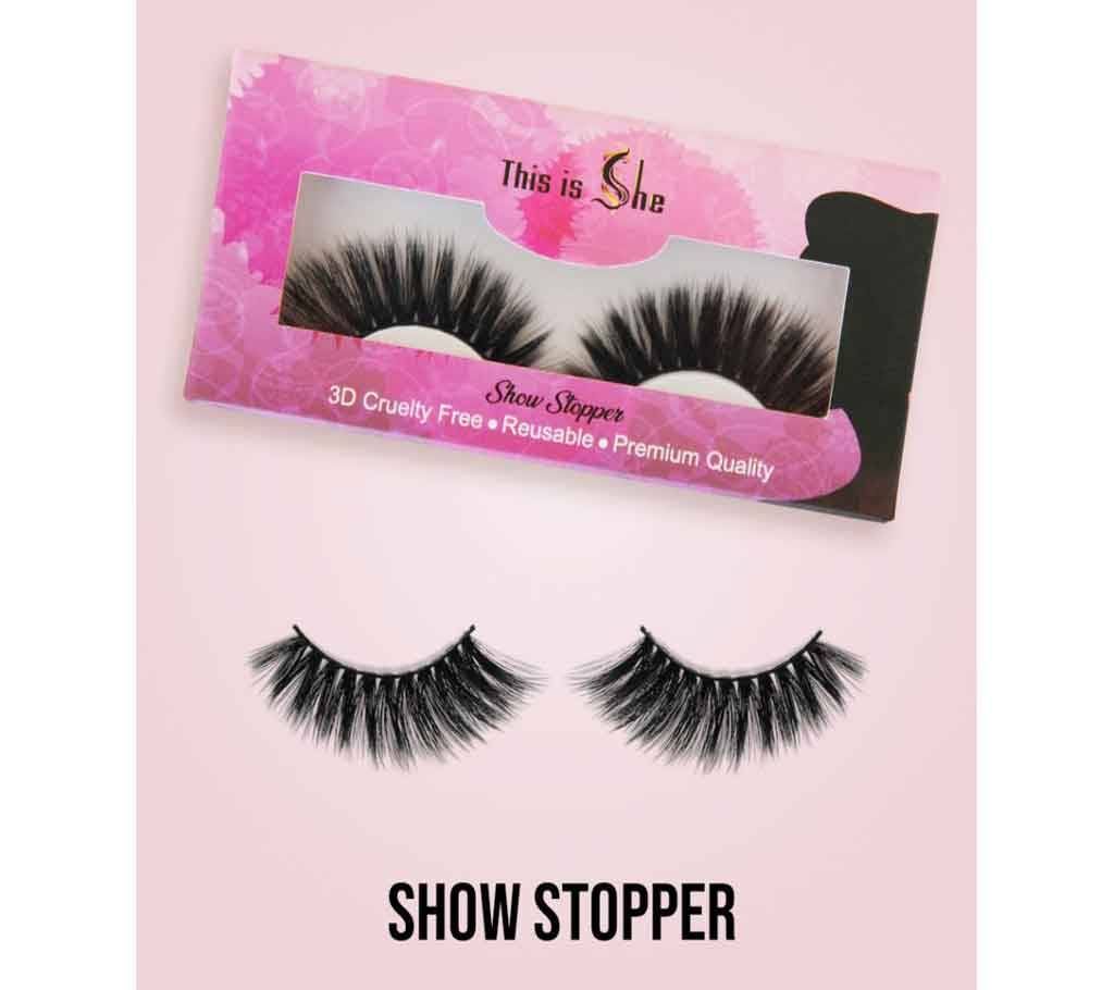 Eyelashes - This is She - Show Stopper False Eye Lash -Premium Quality made from Korean Silk -1 pair- Canadian Brand
