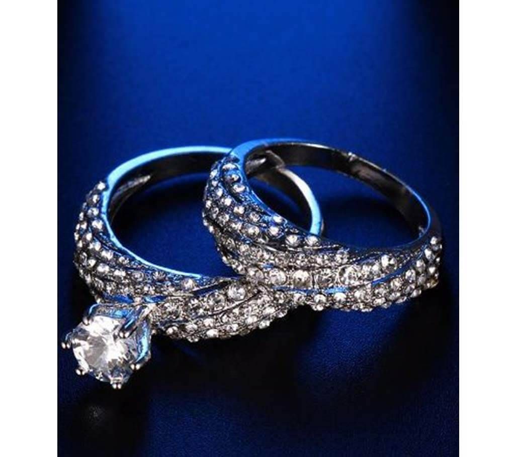 2 Pcs/Sets Crystal  Stone Rings For Women