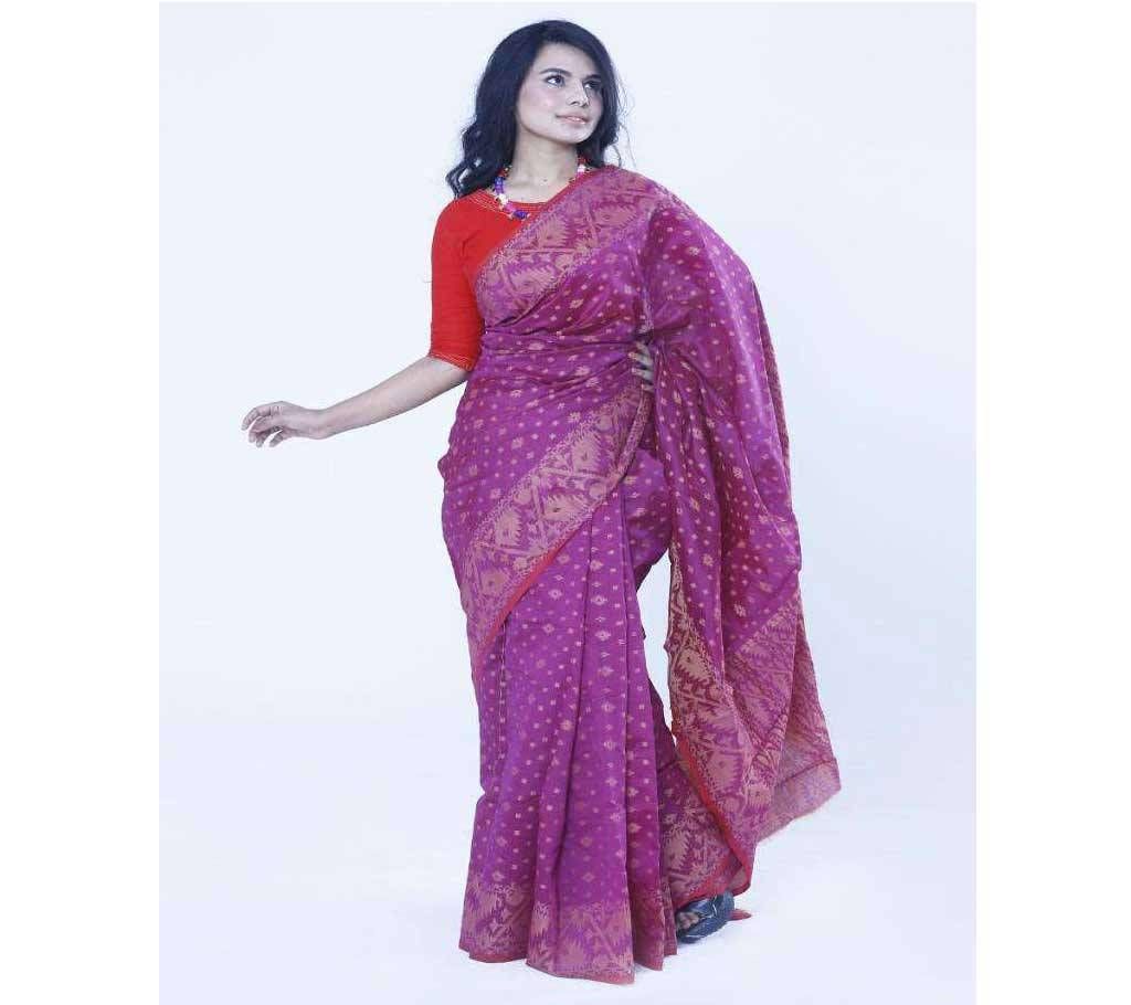 Purple Color Half Silk Tangail Jamdani S