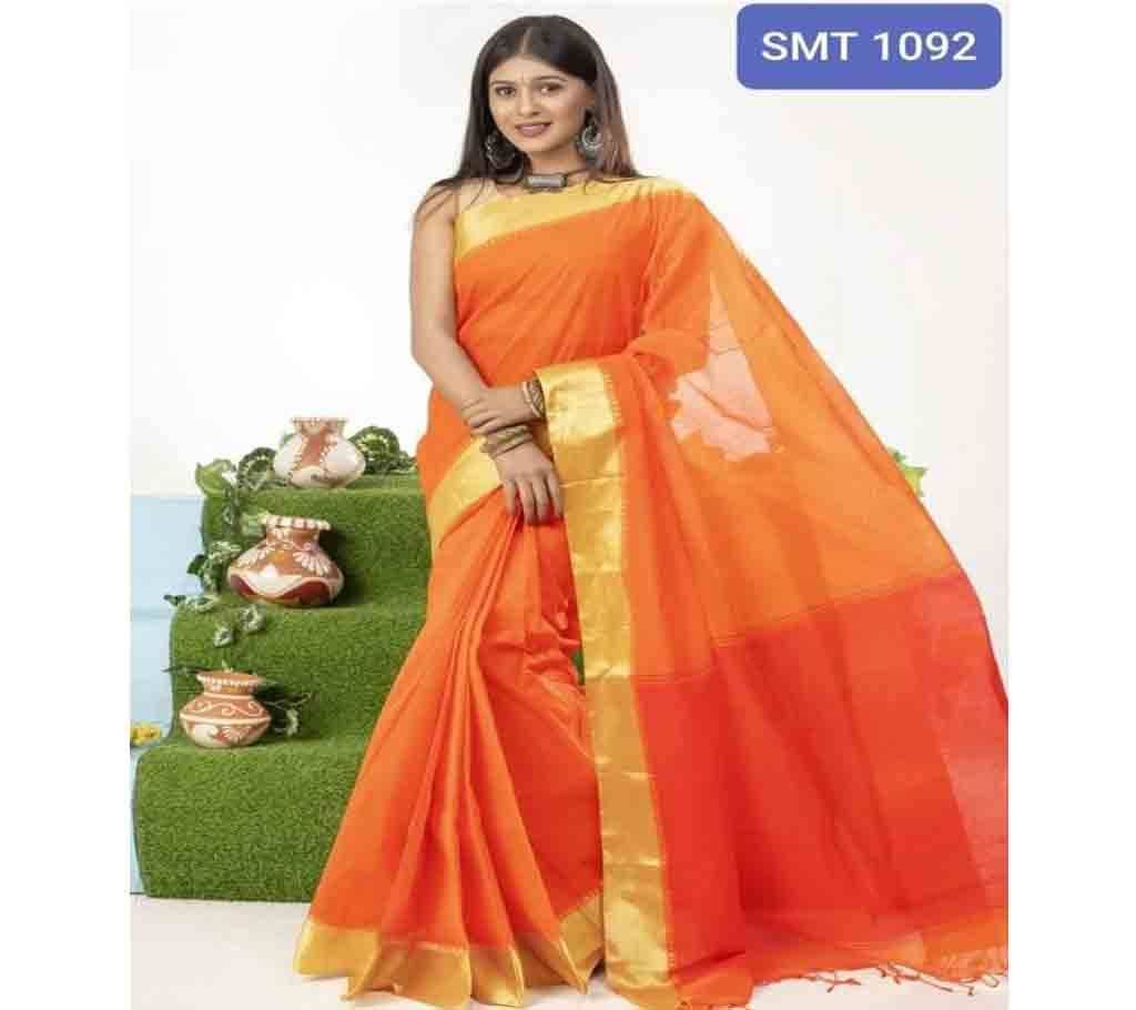Tangail Cotton Saree- Orange 