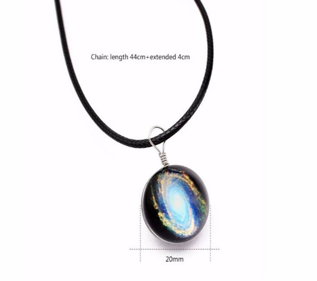 Adjustable Leather Rope  Round Glass Ball  Starry Sky Galaxy  Necklaces For Men & Women