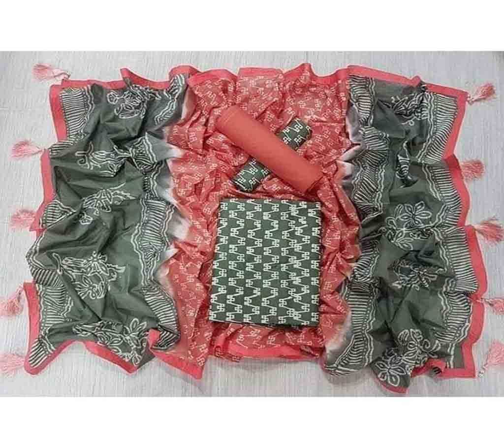 Bexi Voil Leach Vegetable Batik Three Piece For Women-4