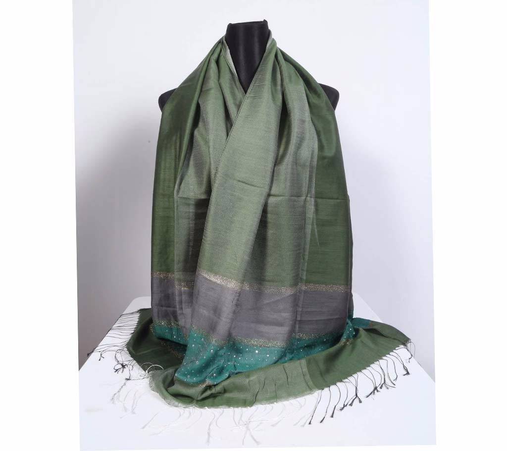 Deep Green Pashmina Stone Worked Hijab