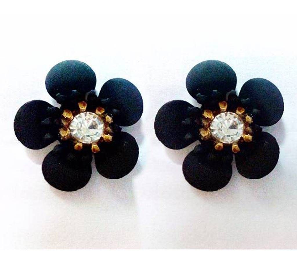 black flower earring