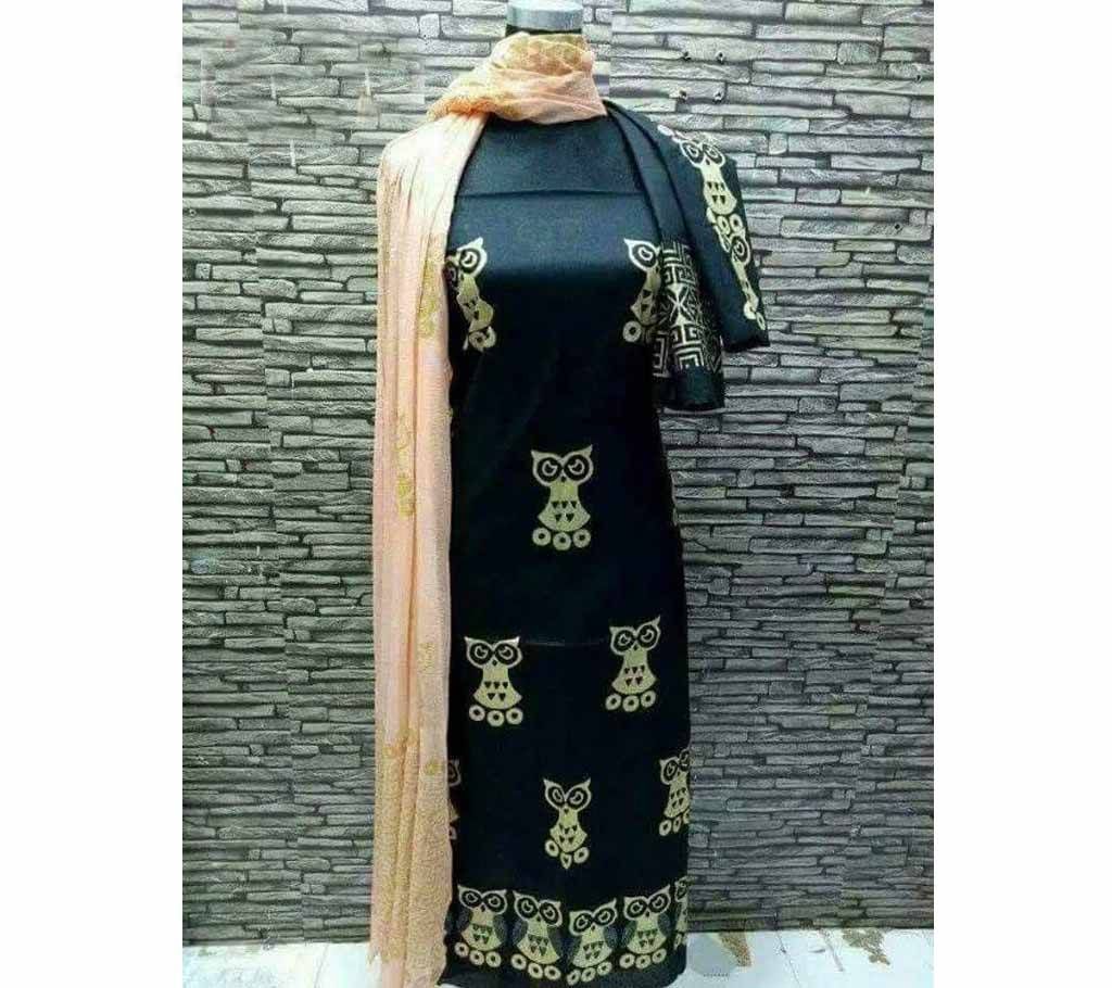 Unstitched Block Print Three Piece