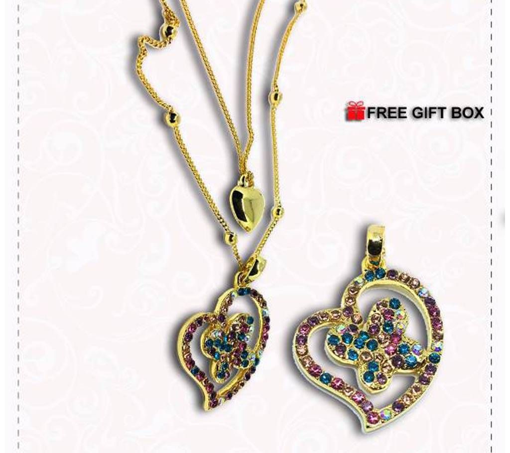 DIAMOND CUT STONE SETTING LOCKET WITH NECKLACE