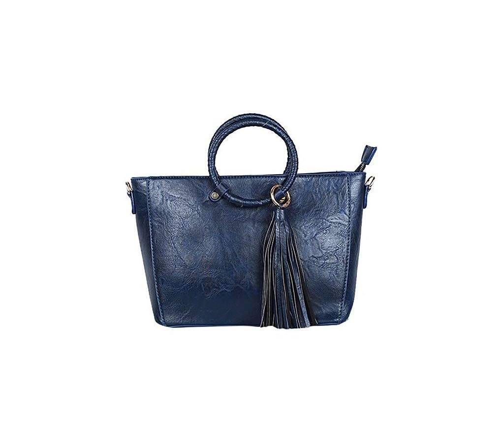 Navy Blue Artificial Leather Hand Bag for Women