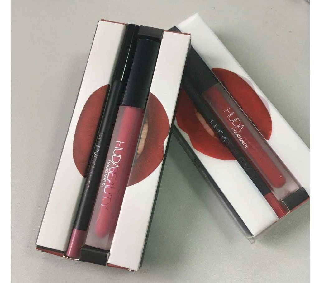 Huda beauty liquid matte lipstick + lipliner set (USA)