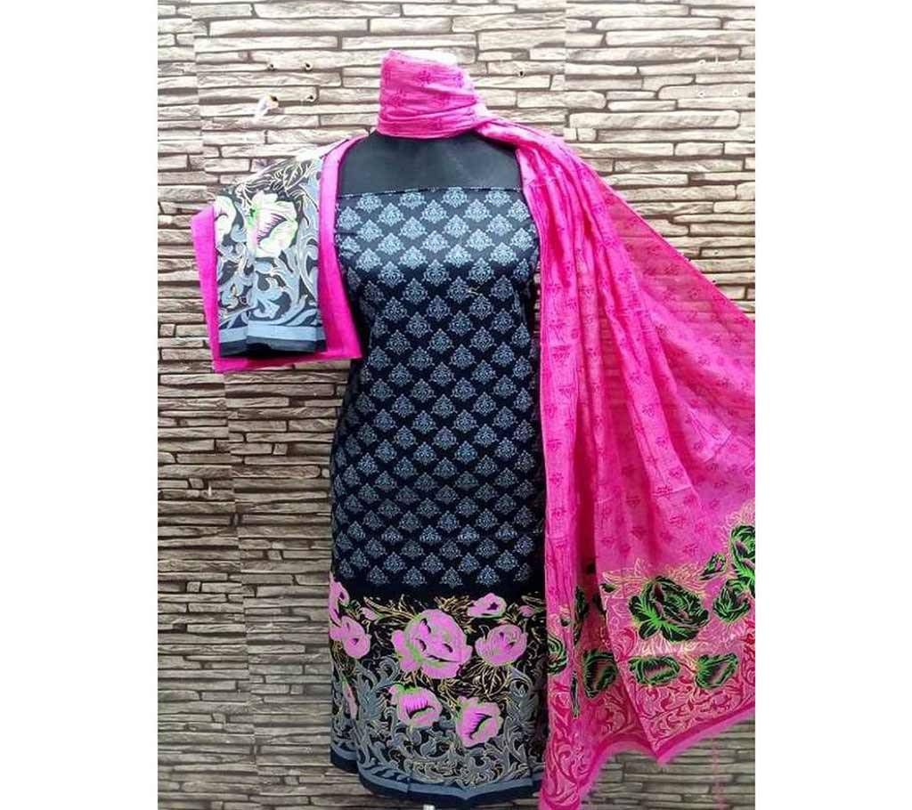 Rubber Paste Printed Unstitched Three Piece for Women