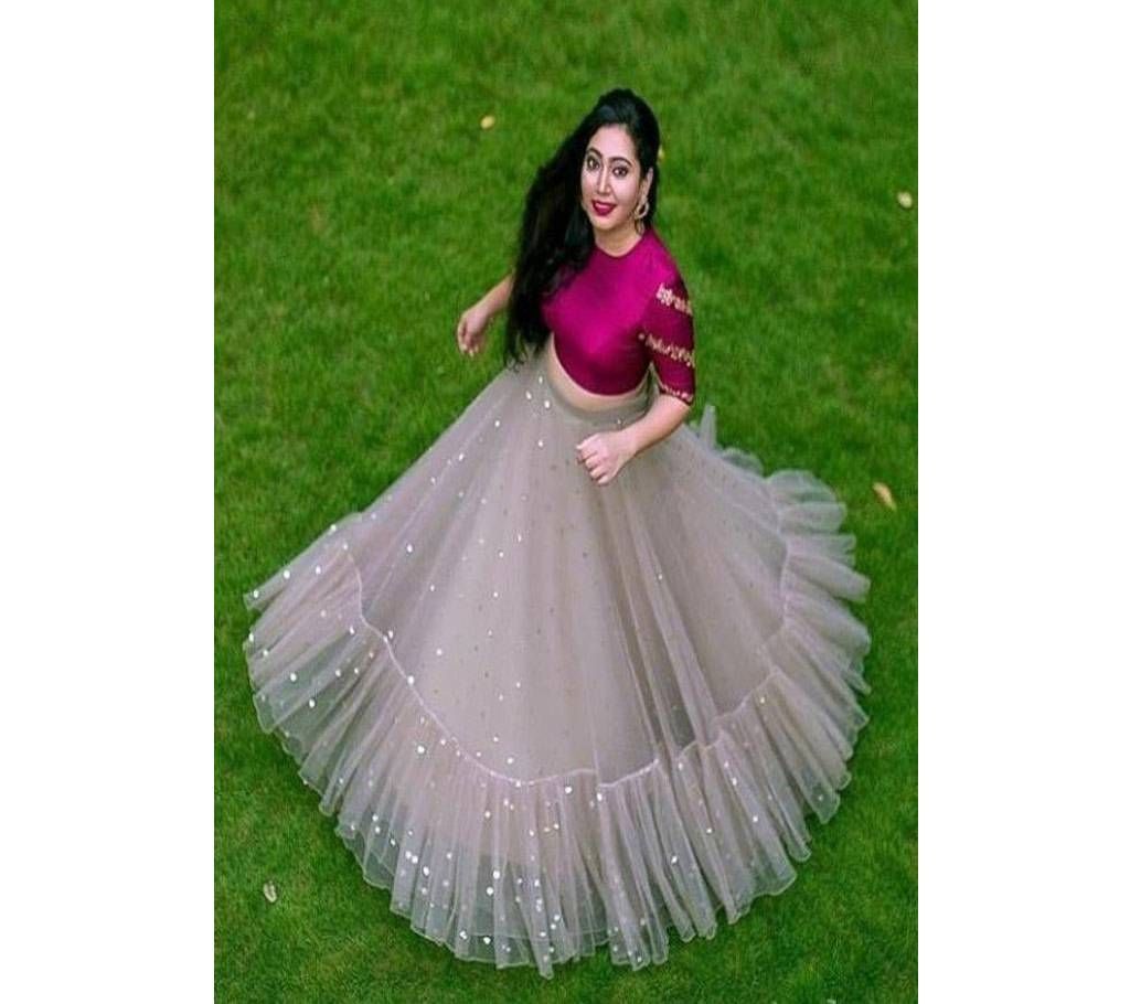 Semi Stitched baby pink lehenga