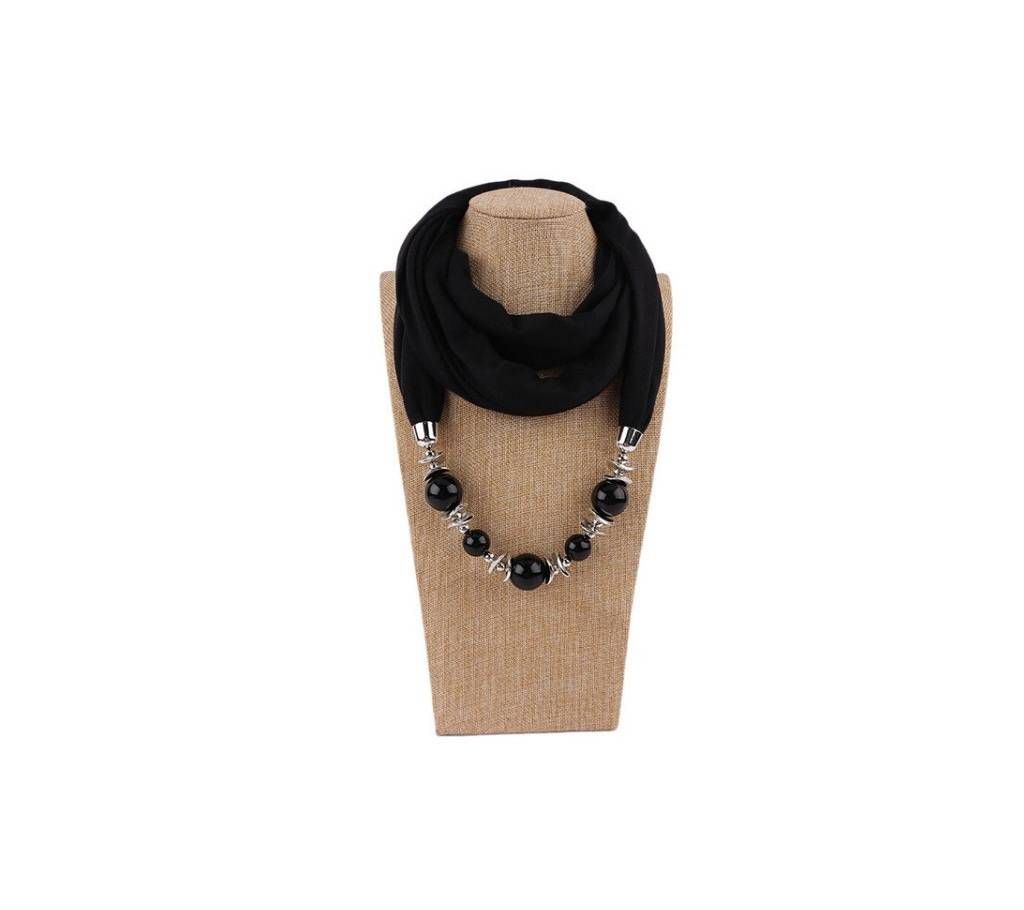 Scarf With Tassel Rhinestone Necklace 