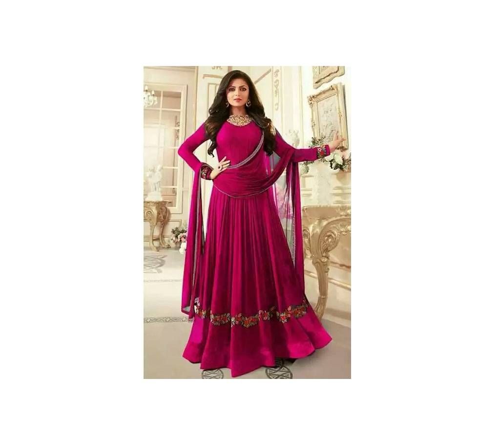 Dark Magenta un-stitched Georgette embroidery anarkali suit