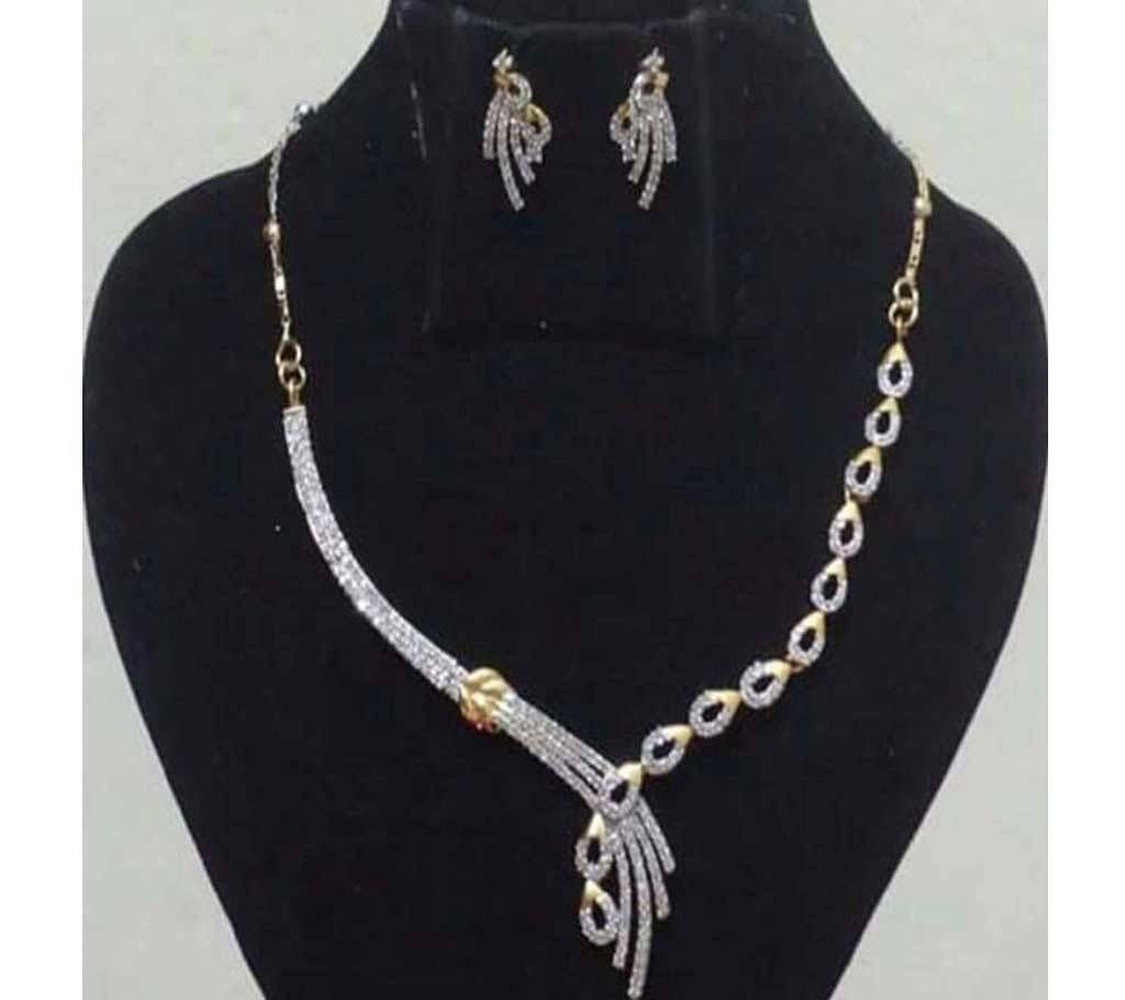 Zircon Dimond Cut Stone Setting Necklace Set
