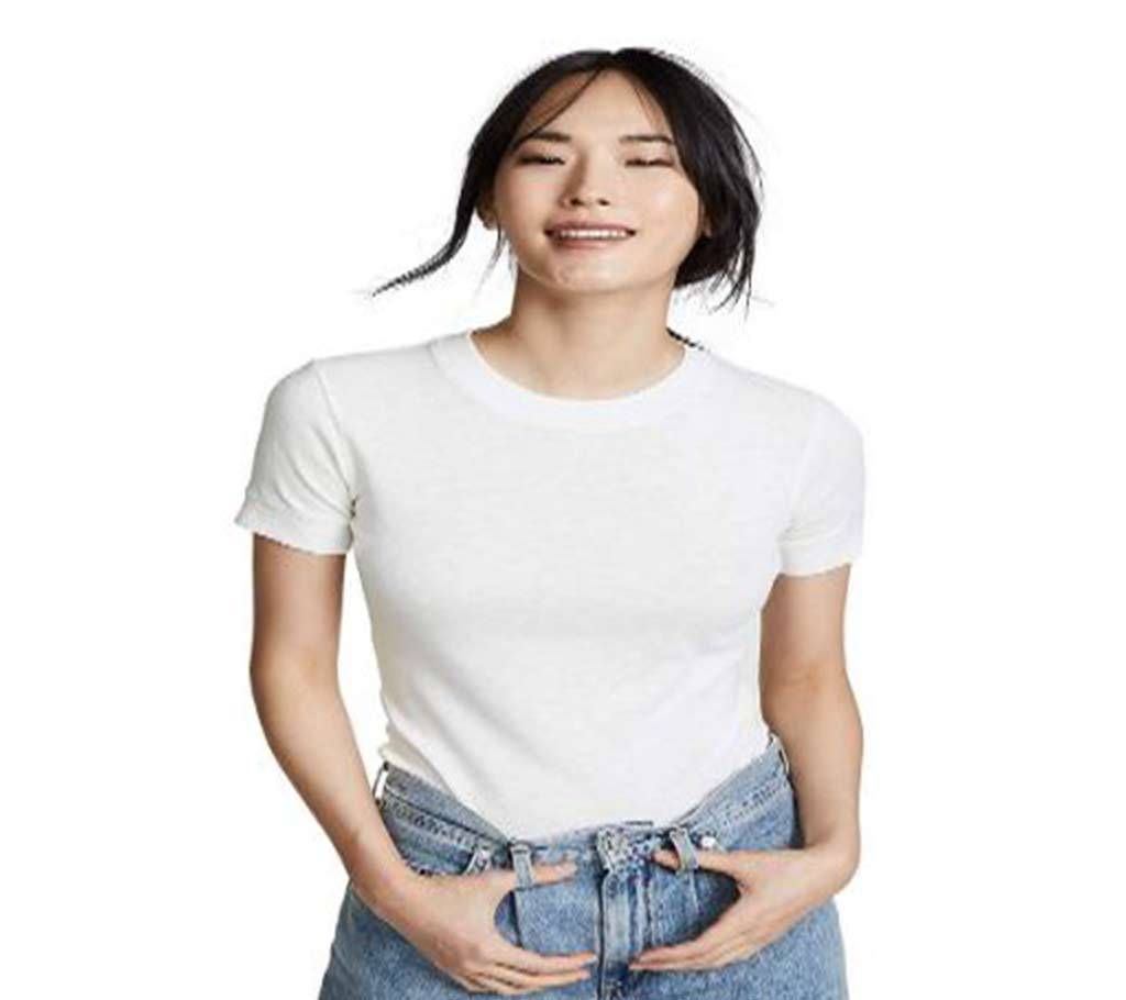 Womens Round Neck Cotton T-shirt