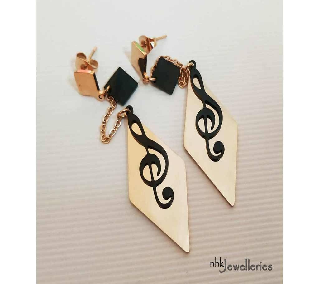 Drop Black Earring