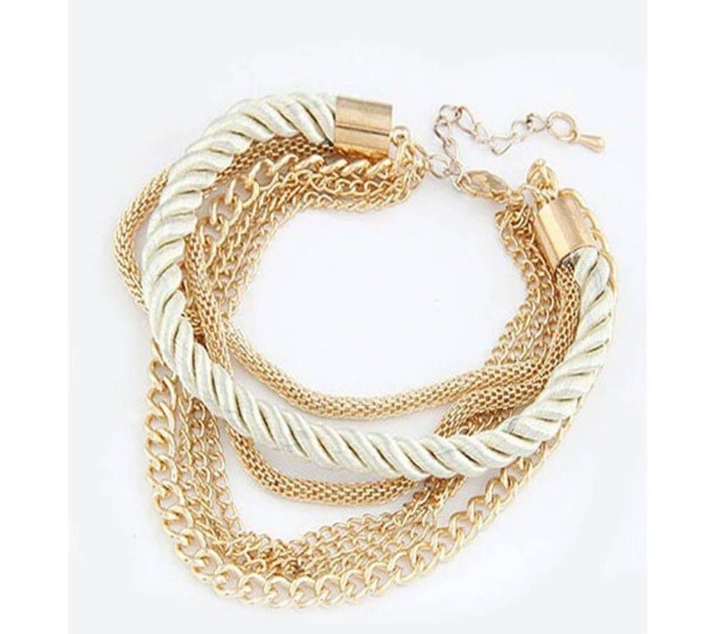 Multilayer Bracelet Exaggerated Gold White