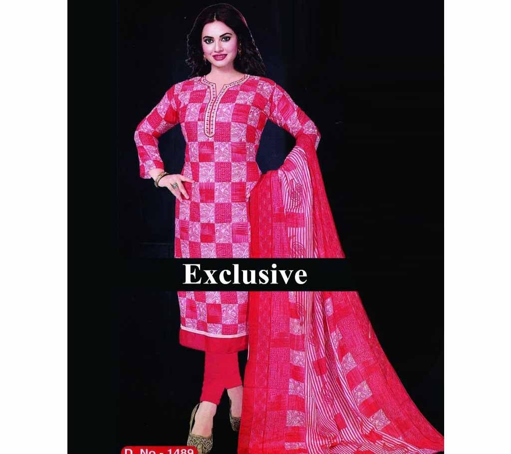 Unstitched Lawn Printed Shalwar Kameez with Orna and Pyjama For Women Comfortable Dress for Hot Weather