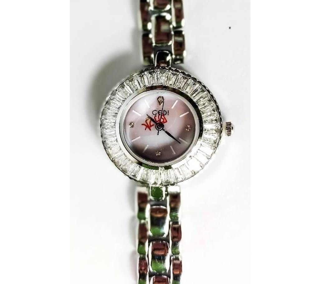 Gedi Women Crystal & Steel Stainless Fashion Wrist Watch