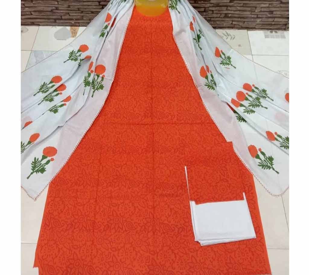 Deshi Cotton Unstitched Screen Printed 3Pcs - C60 - MHG