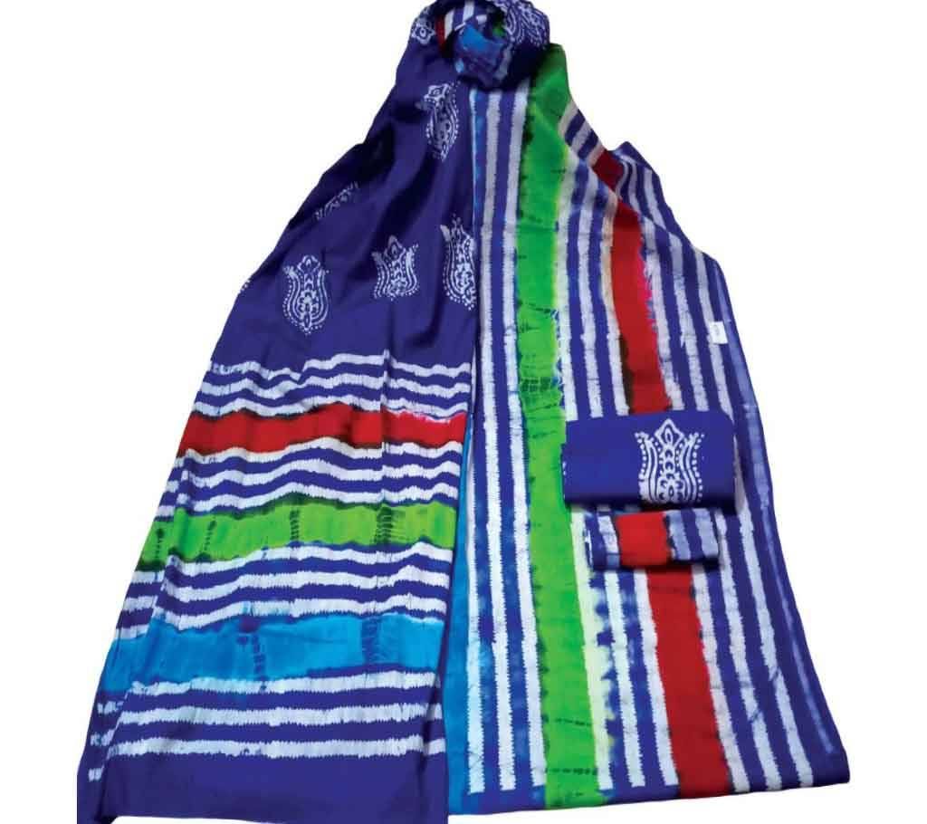 Batik rong baher cotton unstitched three piece