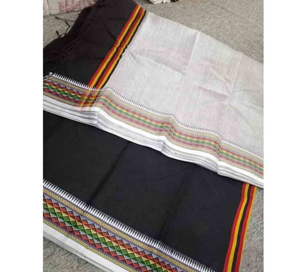 Half Silk Black & White Sharee 