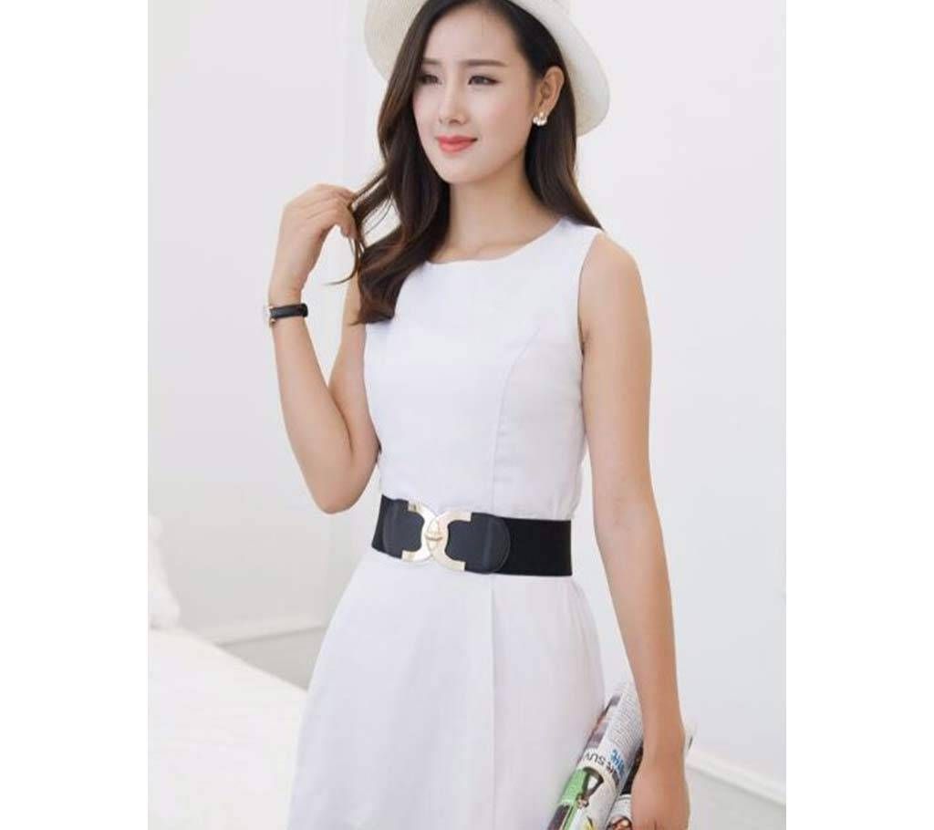  Metal Buckle Elastic Wide Waist Belt  For Women