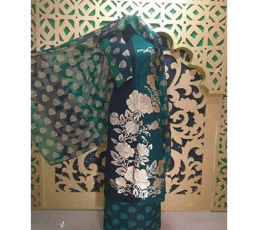 Unstitched SCREEN PRINT lILEN DRESS