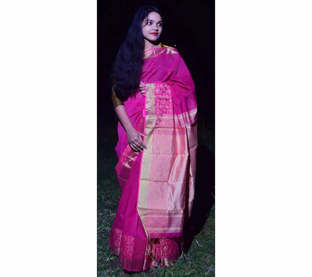 Pink handloom cotton sharee 
