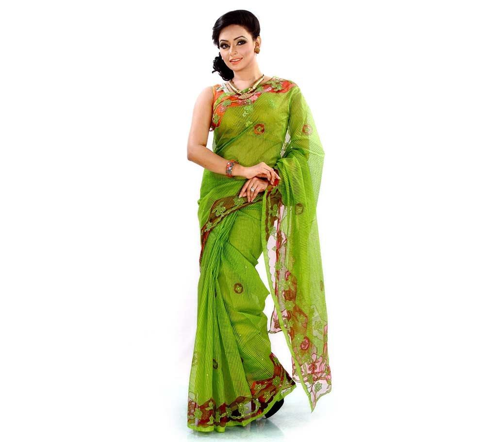 Half Silk With Applique Saree