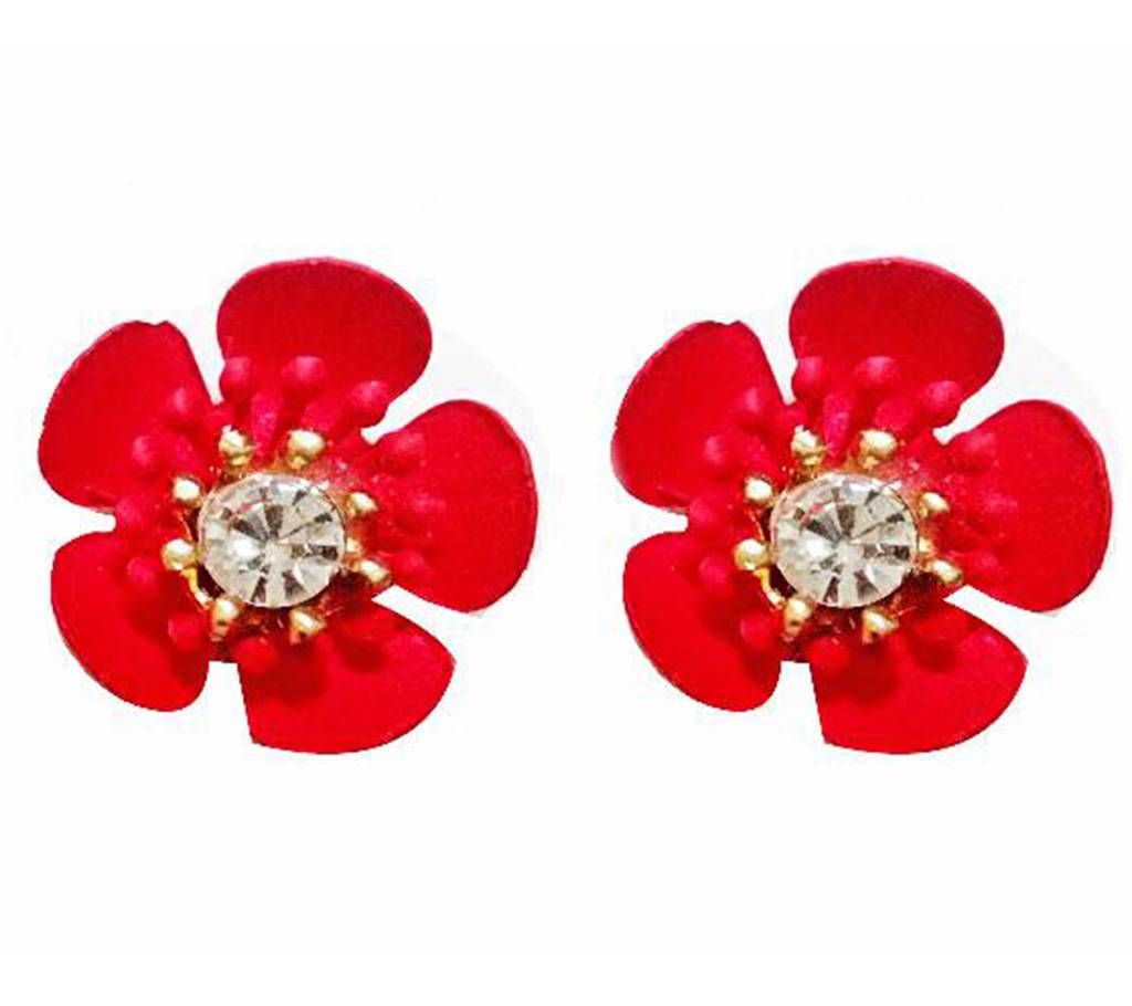 red flower earring