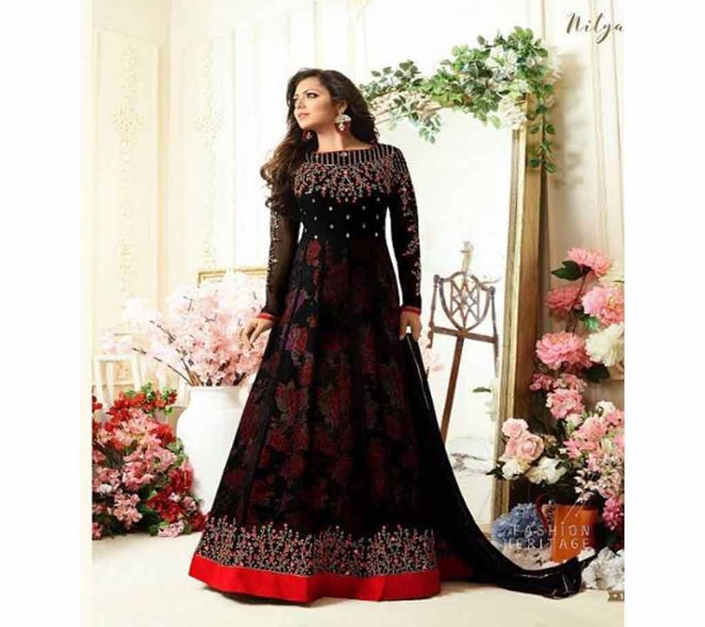 Drashti Dhami Black Embroidered Semi Stitched Anar